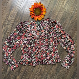 🌻5/$25🌻WILD FABLE Long Sleeved Floral Crop Top Blouse | MEDIUM |